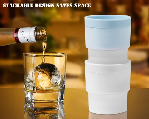 Miniatura 3 de Molde para hacer bolas de hielo DAPOWER - Juego de 4, molde redondo para cubitos de hielo, cubitos de hielo esféricos de 2.4 pulgadas para whisky
