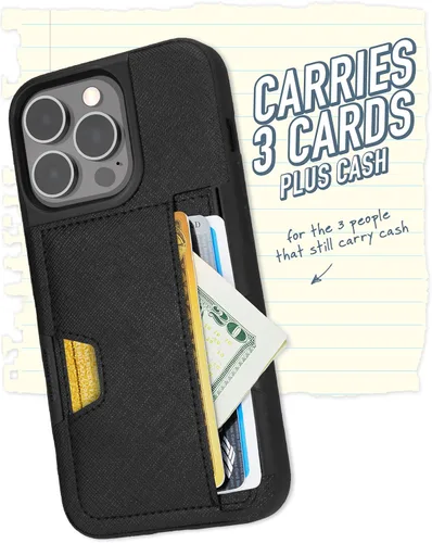 Miniatura 3 de Smartish Funda tipo cartera para iPhone 13 Pro – Wallet Slayer Vol. 2 [delgada + protectora] tarjetero con función atril - Black Tie Affair