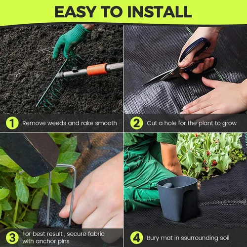 Miniatura 5 de Tela de barrera de malezas para jardín, tela resistente de 3 pies x 50 pies, tapete para control de malas hierbas para exteriores, tapete
