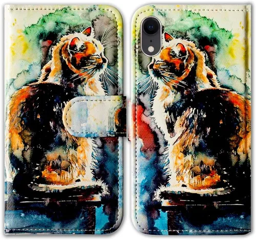 Miniatura 20 de Bcov Funda para iPhone XR, funda de piel con tapa y función atril para iPhone XR