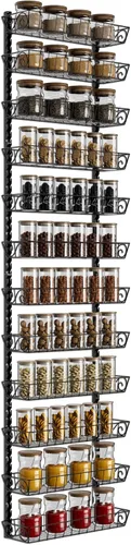 SWOMMOLY Organizador Estante de Especias de Pared Ajustable, 12 Niveles de Doble Uso (Multiuso) Estante Colgante de Especias para Almacenamiento en