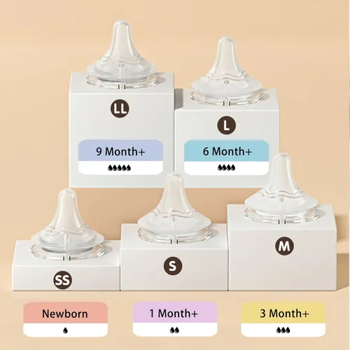 Miniatura 7 de yanyoyo Pezón de biberón de silicona, pezones anticólicos para bebé, sensación natural, LL, 9 meses + , 4