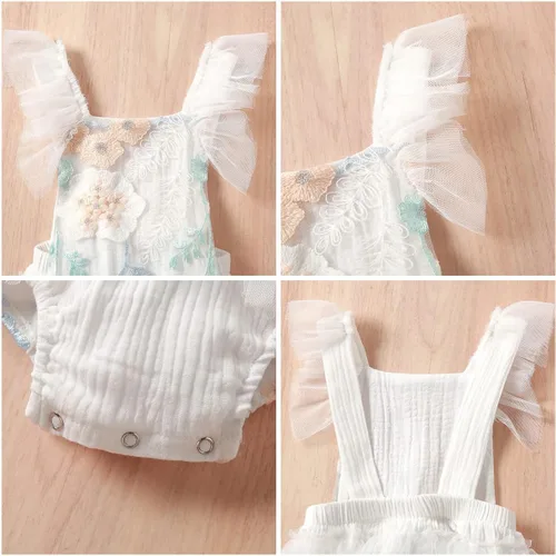 Miniatura 6 de IDOPIP Conjunto de ropa de 1er cumpleaños para niñas con estampado floral, estilo bohemio, con encaje, tutú y diadema de princesa