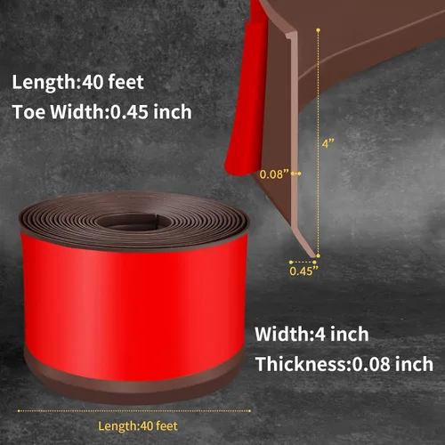Miniatura 2 de Moldura Flexible para Zócalo de 4 Pulgadas Base de Pared de Vinilo Autoadhesiva Despegar y Pegar Base Cove de Goma Moldura de Zócalo de Pared