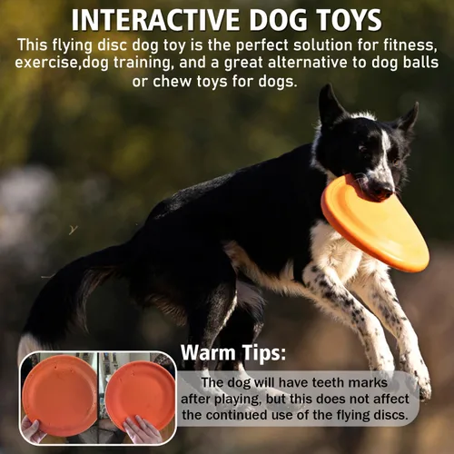 Miniatura 3 de XIGOU Disco volador para perros – Juguete de goma duradero para perros – Disco volador de goma indestructible de 9.25 pulgadas para perro – Naranja
