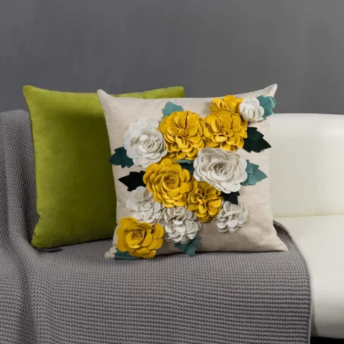 Miniatura 5 de KINGROSE Funda de almohada decorativa con diseño de flores 3D para el hogar, funda de cojín cuadrada para sofá, cama, sofá, sala de estar, 18 x 18