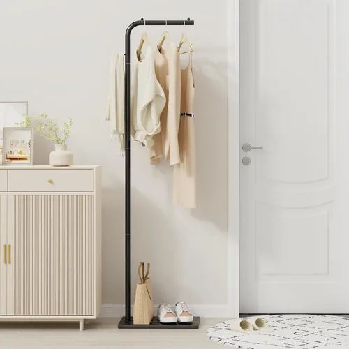 Miniatura 5 de OUTBROS Perchero de abrigos, perchero de ropa portátil en forma de L con gancho, perchero moderno, perchero de ropa de metal resistente