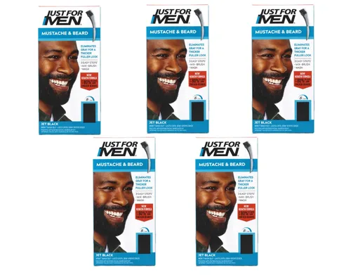Just For Men Gel de color para bigote, barba y patillas 115 negro azabache 1 cada uno (paquete de 5)