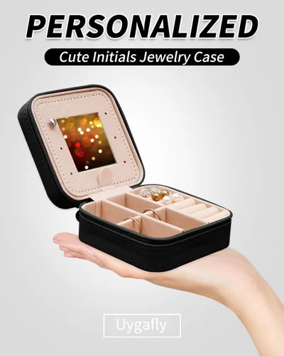 Miniatura 3 de Uygafly Joyero de viaje – Joyero personalizado para mujeres, pequeño organizador de joyas, bonitos organizadores de joyas y estética