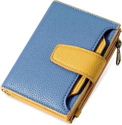 Miniatura 27 de Airkit Cartera para mujer, pequeña cartera de cuero para mujer, plegable, compacta, con bloqueo RFID, tarjetero de crédito, mini bolso de viaje