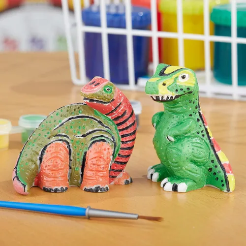 Miniatura 7 de Melissa & Doug Decorate-Your-Own Dinosaur, kit de artesañías de figuras; 2 dinosaurios de resina sólida pintada