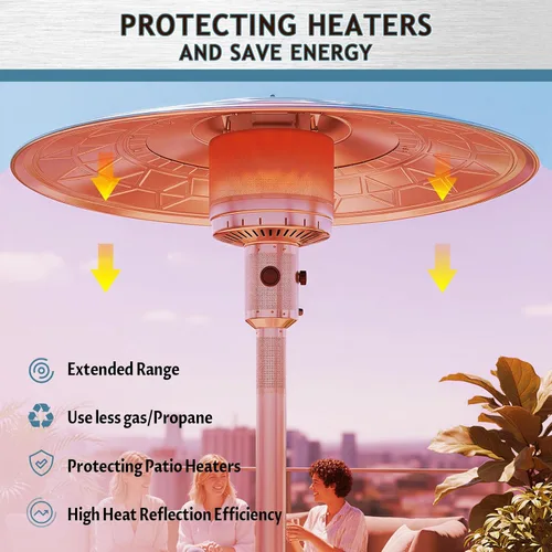 Miniatura 6 de Escudo reflector para calentador de patio, reemplazo superior del calentador de exterior, montaje de 3 agujeros, 30 pulgadas de diámetro redondo