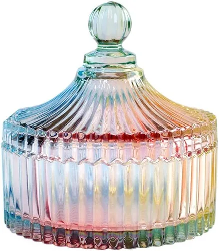 Miniatura 6 de CHOOLD - Frasco para dulces con forma de tienda de campaña de cristal transparente de lujo con tapa, frasco de vidrio transparente de estilo Morado