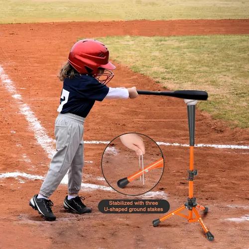 Miniatura 4 de Storgem Baseball and Softball Tee,Batting Tee for Kids,Baseball Tees for Hitting,T Ball Training Stand,Easy Height Adjustment Naranja