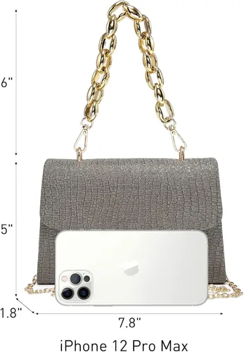 Miniatura 4 de Bolso de noche con purpurina brillante para mujer, bolso de mano con asa superior para boda, fiesta, graduación, cóctel nupcial