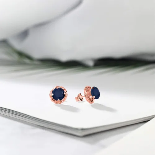 Miniatura 237 de Gem Stone King Aretes de plata de ley 925 de 0.236 in con piedra natal redonda para mujer