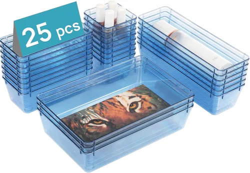 Miniatura 8 de Vtopmart Juego de 72 organizadores de cajones de plástico transparente, 4 tamaños versátiles bandejas organizadoras de baño y tocador, recipientes