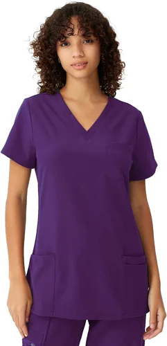 Miniatura 33 de floralhue Uniformes médicos para mujeres, blusas de uniforme médico suaves con cuello en V, uniforme médico elástico con 4 bolsillos, transpirable