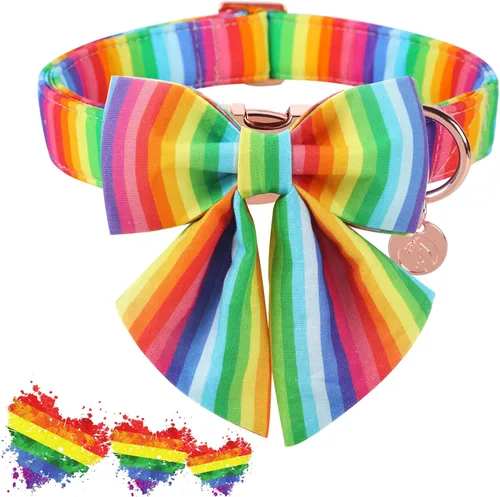 Miniatura 2 de DOGWONG Collar de perro de verano con pajarita X: arco iris lgbt