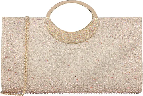 Miniatura 31 de Dexmay - Bolso de mano con diamantes de imitación con asa de cristal para boda, fiesta, elegante bolso de mano para mujer