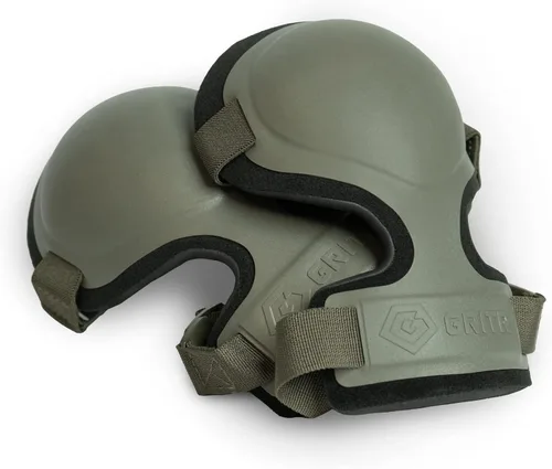 GRITR Tactical Knee Pads for Work, Hunting, Construction, Gardening, Paintball w/Foam Padding, Hard Shell & Adjustable Straps - Heavy Duty Verde
