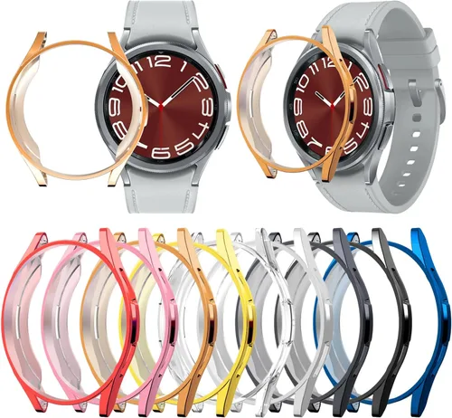 Miniatura 19 de Funda compatible con Samsung Galaxy Watch 6 Classic de 1.693 in 2023, suave TPU chapado en todo el contorno, a prueba de arañazos, funda protectora