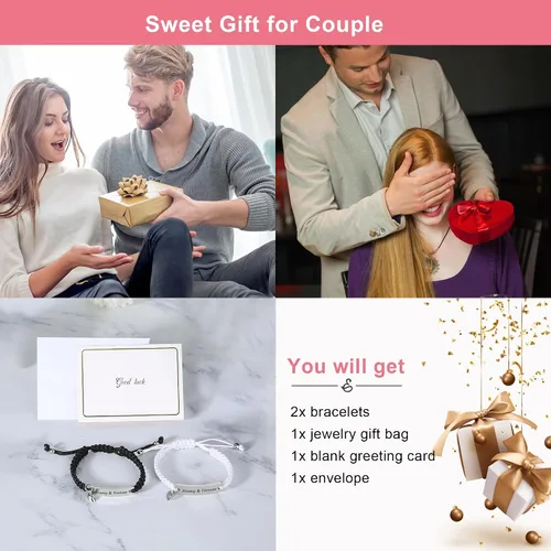 Miniatura 2 de Pulseras de pareja a juego para novio y novia, pulsera de amistad y relación para mejores amigos, pulseras ajustables de estiramiento de joyería