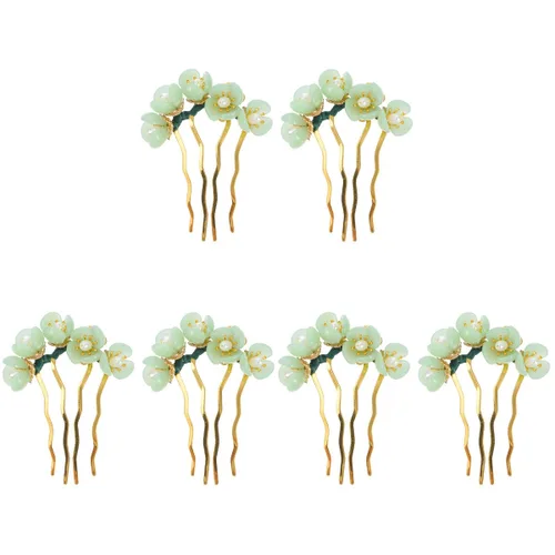 Miniatura 14 de Beaupretty 2 piezas de Jade Flower Hair Women Girls Hair Stick Chino Retro Chignon Pin palillos para el cabello, accesorios de peinado (blanco)
