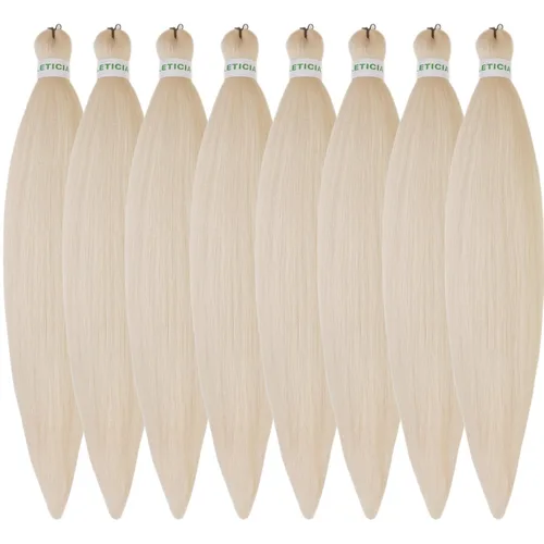 Miniatura 85 de Cabello estirado de fibra Kanekalon para trenzar con cabello humano, color oro rosado, 30 pulgadas