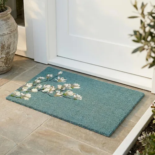 Miniatura 46 de Fab Habitat Felpudo extra grueso, tejido a mano, duradero, fibra de coco natural, entrada, puerta delantera, porche, patio, pájaros en rama, gris