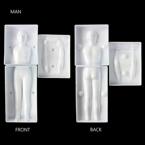 Miniatura 3 de Juego de 3 moldes de plástico para fondant humano 3D, hombre, mujer, niños, muñeca, cuerpo, brazo, pierna, polímero, plantillas de bricolaje