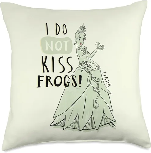 Miniatura 5 de Disney Princess Tiana I Do Not Kiss Frogs - Almohada de 15.7 x 15.7 in, multicolor
