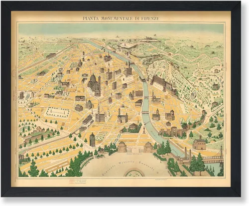 Miniatura 35 de Monem Art Mapa Monumental Vintage de Florencia Impresión - Póster de Viaje Retro - Arte de Italia - Gran Regalo para Hombres, Mujeres, Amantes