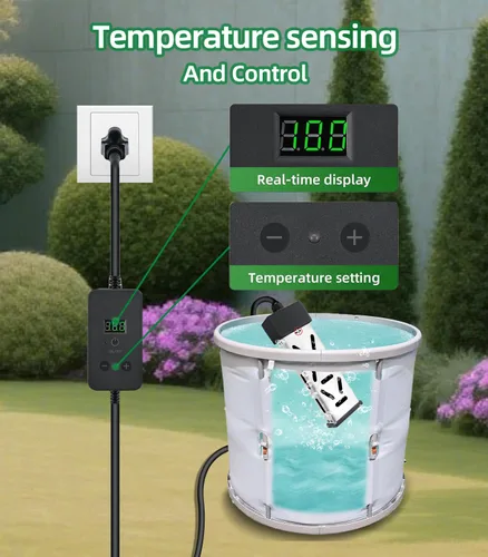 Miniatura 4 de Calentador de agua de inmersión de 1800W, mini calentador portátil de piscina, calentador de balde, termostato ajustable, pantalla de temperatura