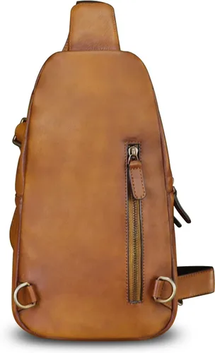 Miniatura 3 de LRTO Bolso de cuero genuino para hombres y mujeres retro de cuero real bandolera bandolera bandolera bolso de pecho