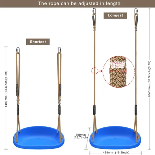 Miniatura 7 de SELEWARE Asiento de columpio resistente para adultos y niños, columpio de árbol con cuerdas a prueba de inclemencias del tiempo, accesorios para A