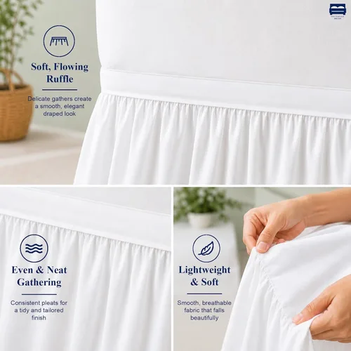 Miniatura 2 de Falda de Cama para Dormitorio Cottingon, 100% Microfibra, Blanca, Individual XL - 76 cm de Caída