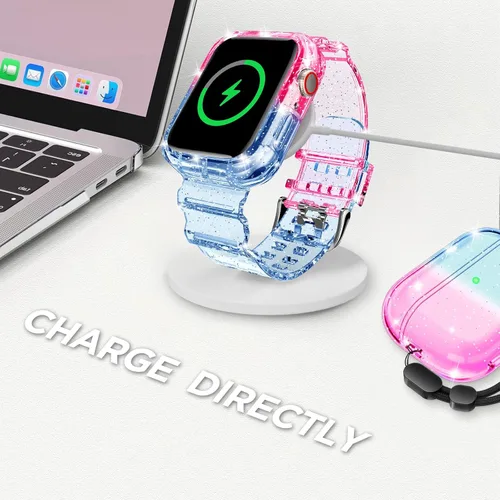 Miniatura 5 de DABAOZA - Correa compatible con Apple Watch de 49 mm, 46 mm, 45 mm, 44 mm, 42 mm, 41 mm, 40 mm, 38 mm, con protector, correa de TPU brillante