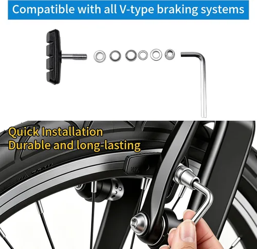 Miniatura 3 de Chooee Pastillas de freno en V para bicicleta, juego de pastillas de freno de bicicleta, 2 pares de zapatas de freno universales