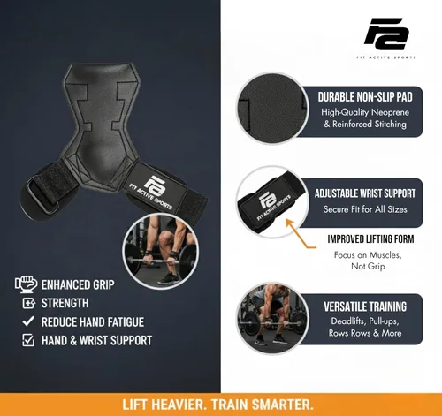 Miniatura 4 de Fit Active Sports Puños suaves de peso muerto para levantamiento de pesas, levantamiento de potencia, peso muerto, filas y dominadas, muñequeras