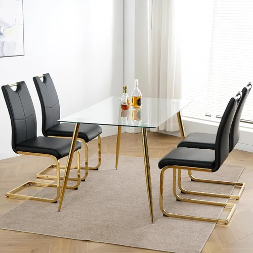 Miniatura 2 de Juego de 2 sillas de comedor, modernas sillas de comedor de piel sintética con respaldo alto, patas de metal, sillas tapizadas modernas para cocina