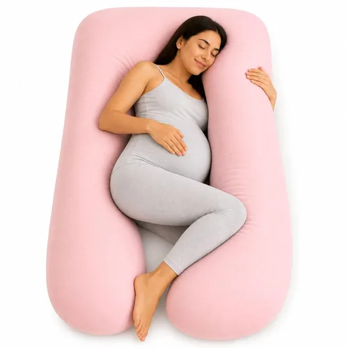Miniatura 8 de Almohada de embarazo en forma de U, funda 100% algodón, soporte de maternidad de cuerpo completo para vientre, espalda y piernas, máscara de ojos