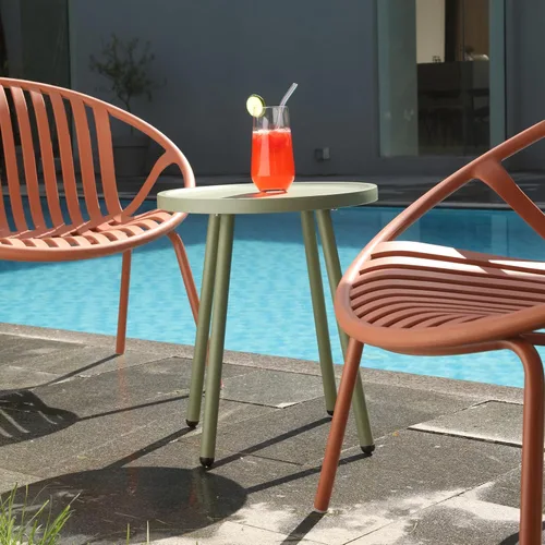 Miniatura 4 de Werph Juego de muebles de patio, 3 piezas de muebles de exterior con mesa verde bistró y sillas naranjas, juego de 2, juego de patio al aire libre