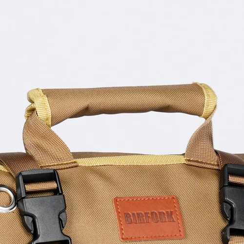 Miniatura 9 de Bolsa de herramientas enrollable, organizador de herramientas portátil resistente con 2 bolsas desmontables y 4 compartimentos, rollo de Caqui