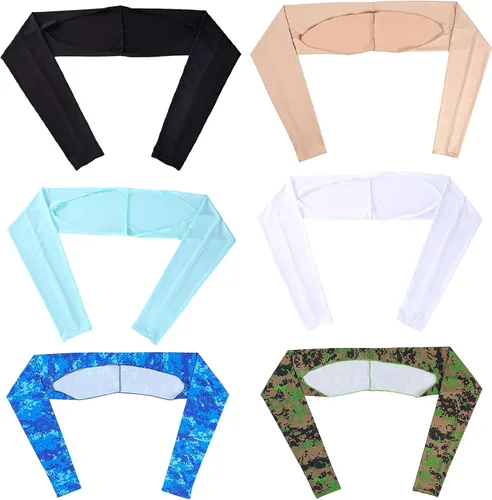 Miniatura 4 de 4 piezas de protección UV, chal de sol, manga de enfriamiento para brazo con orificio para el pulgar para mujeres y hombres, ciclismo, conducción, 2
