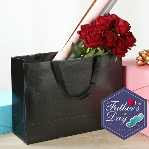 Miniatura 2 de PACKHOME 10 bolsas de regalo grandes de 14.5 x 5 x 10.5 pulgadas, bolsas de regalo negras de alta calidad con asas para regalar