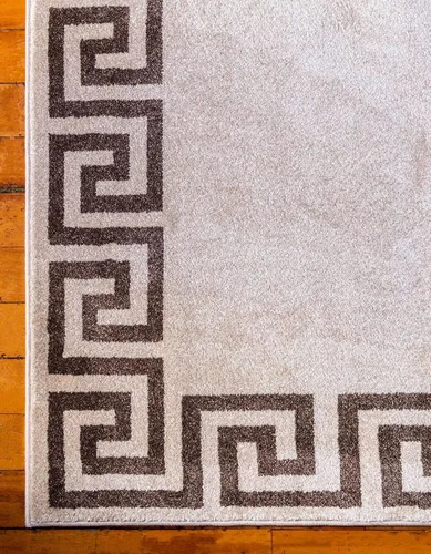 Miniatura 7 de Unique Loom Athens Collection - Alfombra clásica geométrica moderna con diseño de bordes, 2 pies x 6 pies, beige/marrón