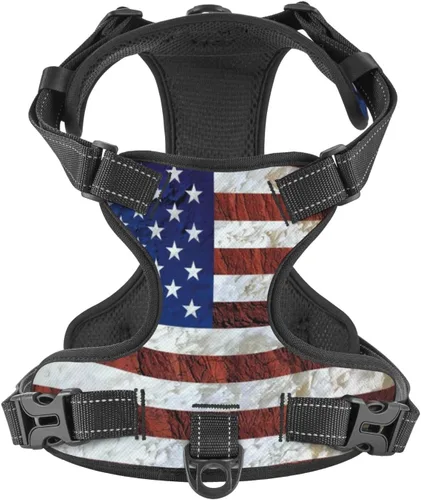 Miniatura 10 de 250th Patriotic Stars Flag Reflective Dog Harness No Pull Soft Vest Harness for Small Medium Large Dog Puppy Pets (Small Size)