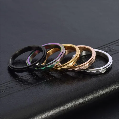 Miniatura 3 de Nanafast Anillos de ansiedad de acero de titanio de 0.118 pulgadas para mujeres y hombres, anillos multifacéticos para ansiedad, anillos giratorios