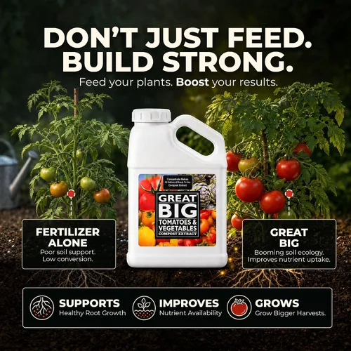 Miniatura 5 de Great Big Tomatoes and Vegetables - Fertilizante líquido Booster – Acondicionador orgánico de suelo, extracto de compost líquido con ácido húmico